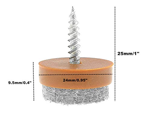 40Pcs Furniture Glide,Screw-On Felt Pad Slider Floor Protector For Wooden Leg Feet Of Chair Table Sofa(Φ24Mm Or 0.95",Brown) #TOP1