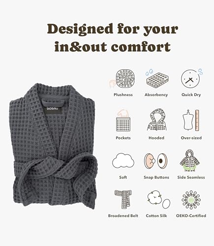 Image of Luxury Organic Japanese Cotton Hotel & Spa Waffle Bathrobe for Men and Women (Hooded /Kimono)