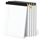 Legal Pads 8.5 x 11, White Note Pads, Wide Ruled Paper - 5 Pack (250 Sheets Total), Thick 80gsm Premium Writing Pads with Perforated Pages & Sturdy Backing Board for Office, School, Home