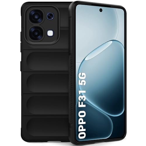 Image of TheGiftKart Liquid Silicon Back Cover Case for Oppo F31 5G | Shockproof Military Grade Protection | Micro-Fibre Cloth On Inner Side | Built-in Anti-Slip Grip Back Cover Case (TPU, Black)