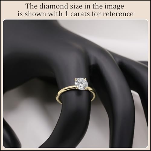 0.25-3.00 Carat Round Lab Grown White Diamond Classic Solitaire Engagement Ring for Women in 10K Solid Gold3