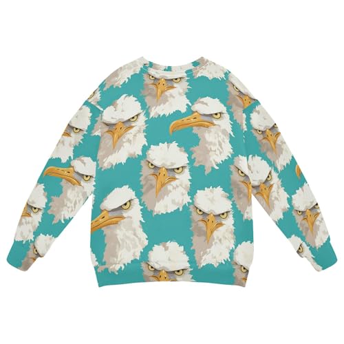 JUNZAN Cartoon Albatross Face Green Big Girls Hoodie Sweatshirt Long Sleeve Outerwear for Kids Party 4T2