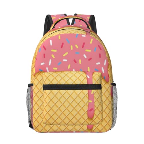 Sac à dos pour ordinateur portable noir imprimé crème glacée taille unique bagage cabine