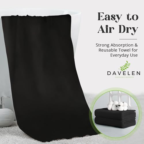 Image of DAVELEN Disposable Pet Towels (50-Pack), Super Absorbent, for Small, Medium, Large Dogs & Cats | Paws, Fur, Body Use | Bleach and Dye Free, Ecofriendly | Towels Size: 31.5 inch x 15.5 inch (Black)