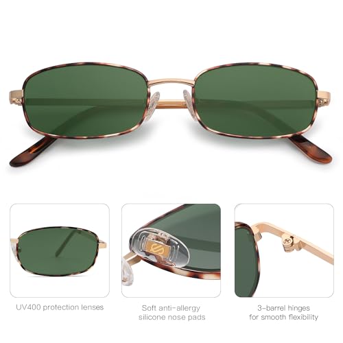 Image of SOJOS Trendy Rectangle Sunglasses Womens Mens, Retro 80s 90s Y2k Chic Narrow Thin Skinny Sunnies SJ1187 | Retro 80s 90s 2000s Chic Narrow Thin Skinny Frame UV400 Protection Lenses