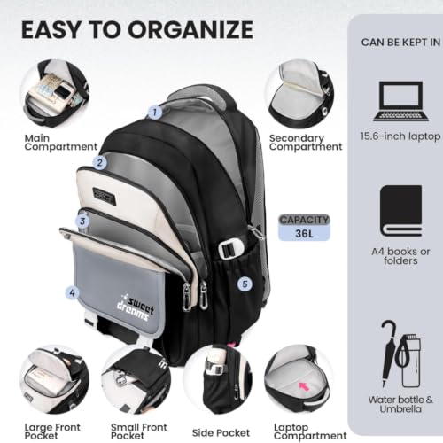 Image of Backpack Bags for Girls, Boys & Women With Multi-pockets, Laptop Bag with Large Capacity Bookbags Waterproof for School, Tuition, College, Camping, Travel