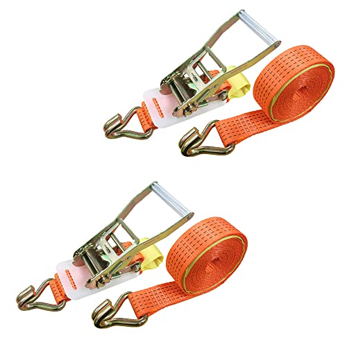 ベストアンサー ラチェット式 Jフック ラッシングベルト フック 破断荷重 4000kg ベルト幅 50mm 固定側 0.5m 巻側 8m 2本セット ラッシング ベルト 荷締め 固定