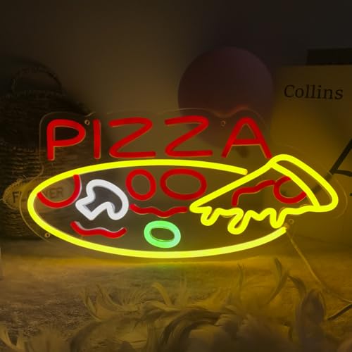 Image of Planzo Pizza LED Neon Sign Light Bar Kitchen Restaurant Pub Home Wall Decor | Business Pub Coffee Shop Neon Sign Wall Decor, Window Display, Bedroom Kids Room Dining Room Party Decor, 16.54 inchx7.48 inch