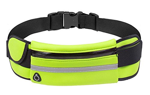 ARSSILEE Travel Money Belt -Safe Waist Bag, Bounce Free Pouch Bag, Running Belt Waist Pack - Phone Holder for Running Accessories - Running Gear for Men Women (Fluorescent Green)