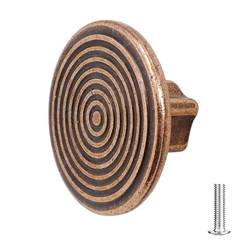 Decoranddecor 40mm Rounded Circle Knob Polished Nickel Black Matt Rose Gold Antique Copper Cream Door Pull Handle Kitchen Cupboard Cabinet Drawer (40mm - One Screw Hole, Antique Copper)