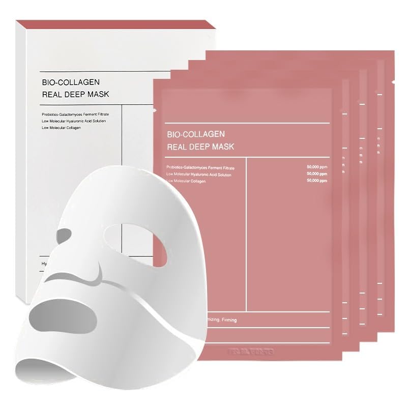 Image of Collagen Face Mask Pack of 4 Overnight Pack of 4 Deep Collagen Night Mask Korean Glass Skin Hydrogel Mask for Deep Hydration, Anti-Aging & Pore Minimizing | | Hyaluronic Acid, Niacinamide, Vitamin E (34g)(4 pack)