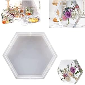 Bookends Resin Molds, 8.9” x 2” Large Deep Epoxy Resin Silicone Hexagon Molds for Flowers Preservation,Office Home…