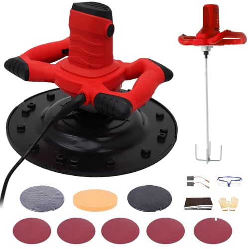 Alisadora eléctrica de hormigón, 3800W alisadora de pared pulidora con varilla mezcladora, 80-200RPM manual de yeso mortero de cemento masilla llana, albañiles limpiador de pared enyesado cubo llana