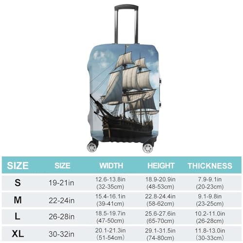 Travel Luggage Cover Elastic Washable Suitcase Cover Fashion Scratch-Resistant Baggage Covers Old Sailing Ship Suitcase Protector Fit 18-32 Inch Luggage2