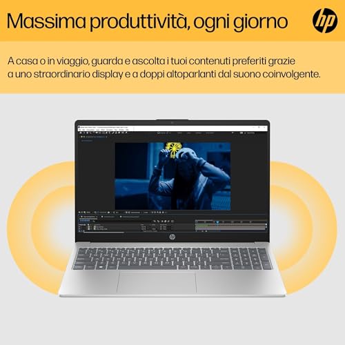 Hp Laptop 15-Fc0021Sl, Pc Portatile 15", Display Fhd, Notebook, (Amd Ryzen 7 7730U, Ram 16GB, Ssd 1TB, Windows 11), Computer Portatile, Uso Quotidiano, Tastiera Italiana, Qwerty, Argento - 10