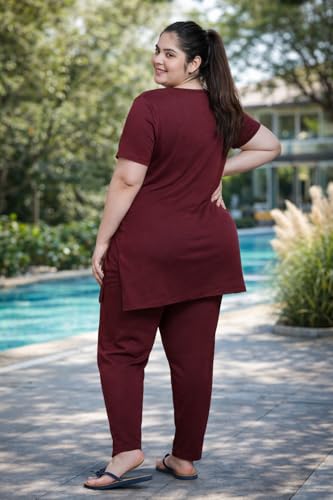 Image of In Love Women's Plus Size Longline T-Shirt with Side Pocket, 3 /4 Sleeve, Crew Neck