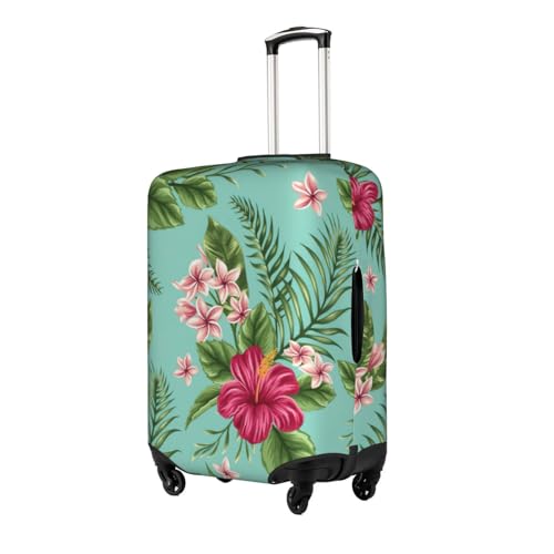 Hawaiian Tropical Leaves Flowers Print Travel Elastic Suitcase Luggage Baggage Cover Protector, Washable And Anti-Scratch2