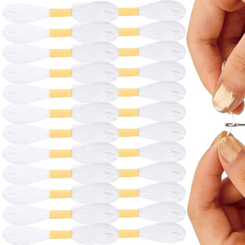 Fil à broder pour bracelets brésiliens, 24 fils blancs, 8,75 m, pour broderie, artisanat et créations manuelles, durable et facile à utiliser