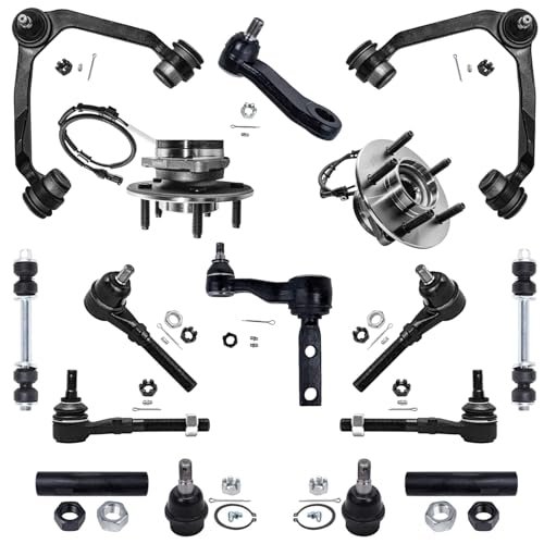 Detroit Axle - 4WD Front End 16pc Suspension Kit for 00-03 Ford F-150 2000 2001 2002 2003 Wheel Bearing Hubs Upper Control Arms Lower Ball Joints Sway Bars Tie Rods Idler Pitman Arm Sleeve Replacement