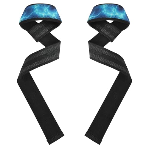 Nander Blue Lightning Wrist Straps for Weightlifting,Lifting Straps with Neoprene Cushioned Wrist Padded and Anti-Skid Silicone for Strength Training,Bodybuilding,Deadlifting