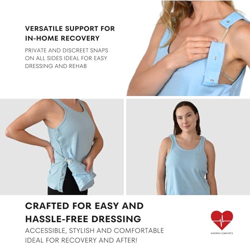 Image of Inspired Comforts Post Surgery Mastectomy Recovery Tank Top with Drain Pocket & Snap-Access