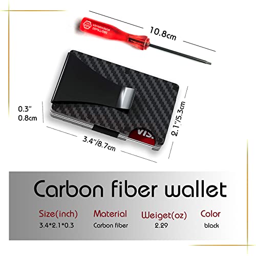 Lywencom Carbon Fiber Wallet,RFID blocking anti-theft card ultra thin cash credit holder black,metal money clip lightweight high classic portable durable3