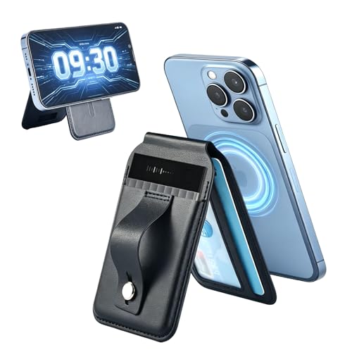 Babeezy Magnetic Case for Plaud Note/Plaud Note Pro All-in-One Carry with Adjustable Stand Secure Finger Loop & Card Holder Faux Leather Protective Cover