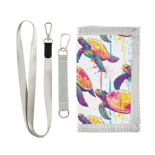 Wusikd Colorful Turtles Kids Wallet for Boys Girls Toddler Trifold Wallet Novelty Wallet for Teens Women Men