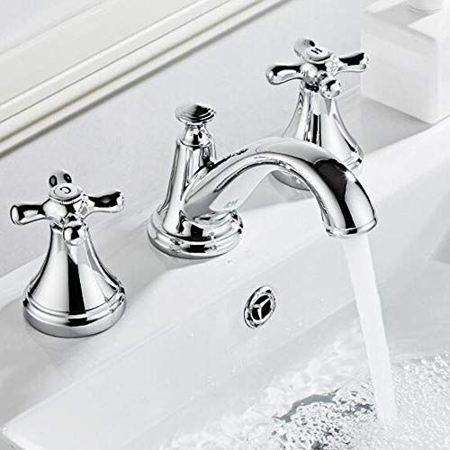Robinet d'évier de salle de bain 3 trous chrome à mélangeur chaud et froid indépendant