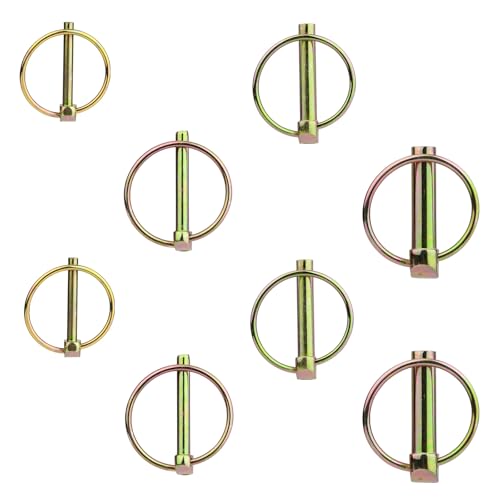 8PCS Heavy Duty PTO and Hitch Lynch Pins, Clip and Cast Iron Pull Ring &amp; Positioning Pin for Trucks, Tractors, Hand Carts, Towing Mowing,Lawn Mowers &amp; Trailers（3/16'' 1/4'' 5/16'' 7/16''）