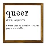 Queer Definition Gerahmtes Holzschild Wortbeschreibung Türschild Klassische Wanddekoration Hängeschild für Zuhause Waschküche Küche Schlafzimmer Einweihungsgeschenk 17,8 x 17,8 cm