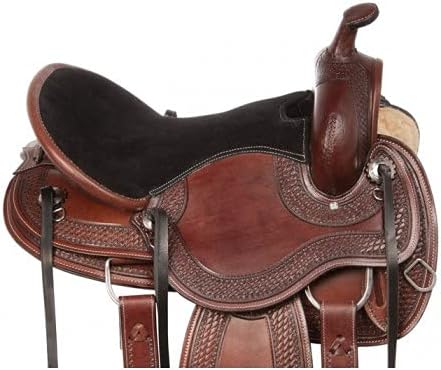 BNB International Leather Western Endurance Trail Horse Saddle Handmade Comfort with Horn Equestrian Horseback Riding Tack, Matching Headstall,Breast Collar,Reins Size:14"-18" inches Seat, M07
