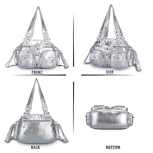 Image of Angel Kiss Hobo Crossbody Purses for Women Shoulder Bag Multipocket Soft Hobo Purses Removable Strap Leather Handbags