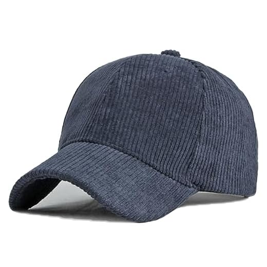 Berretto da baseball unisex in velluto a coste vintage tinta unita regolabile cappello per camionista per viaggi all'aperto, Navy, taglia unica