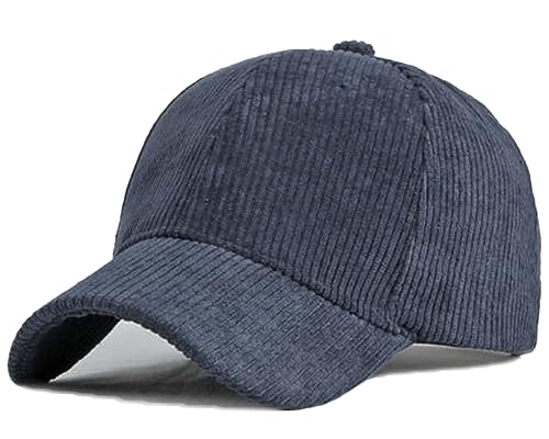 Gorra de béisbol unisex de pana, vintage, color sólido, ajustable, gorra de camionero para viajes al aire libre, A azul marino, talla única