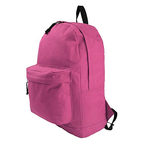 K-Cliffs Basic Backpack Classic Simple School Book Bag Student Daily Daypack 18 Inch (Hot Pink)2