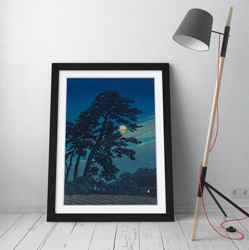 Full Moon at Nagome Kawase Hasui impression murale encadrée A1 noir