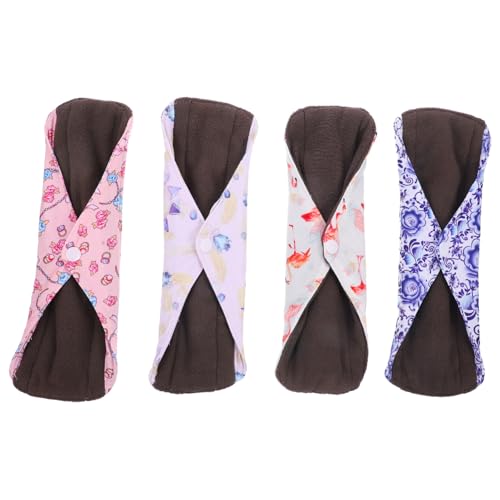 Beaupretty Compresas Sanitarias Reutilizables De Carbón De Bambú 4 Piezas Alta Absorción Transpirables Para Mujeres Compresas Nocturnas Para Cuidado Menstrual Diario y Portátil
