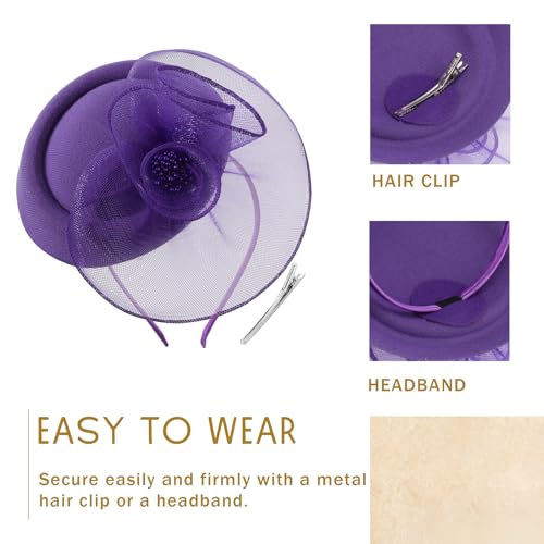 Image of DRESHOW Fascinators Hat Feather Headband Women's Fascinators Tea Party Headwear with Clip Flower Head Band for Girls & Women