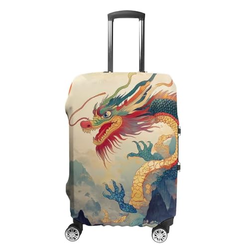 Chinese Dragon Sun Travel Luggage Cover for Suitcase 19-32 Inches Elastic Washable Baggage Protector
