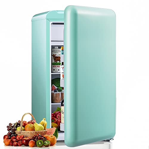 Crzoe Mini Fridge With Freezer With 3.2 Cu. Ft, Adjustable Removable Glass Shelves, Energy Saving, Compact Refrigerator For Store,Office,Home(Green) #TOP24
