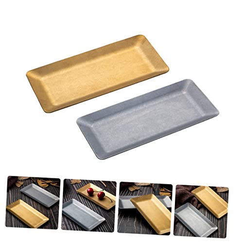 Zerodeko 2pcs Plato Retro Rectangular miniatura 3