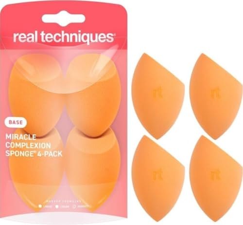 Real Techniques Miracle Complexion Sponge, 4 Pack, Makeup Blending Sponges