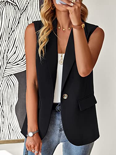 Womens Sleeveless Blazer Vest Open Front Lightweight Casual Blazer Fashion Work Office Waistcoat Vest with Pockets3