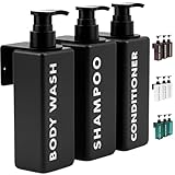 FCINNOVA Dispensador Gel y Champu Ducha Negro Mate 500ml | Set 3 Botes para Gel...