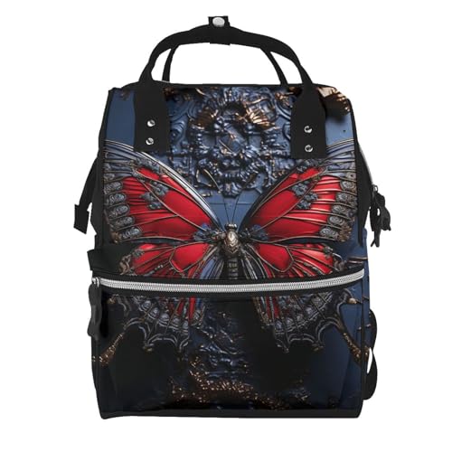 Sac à dos à langer grand format imprimé papillon pour maman active