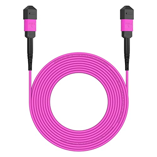 Image of AMPCOM MPO to MPO Trunk Cable 50 /125μm Multimode OM4 (12 Fiber, MPO to MPO Female, Type B, LSZH /Riser, UPC, Magenta) 2m (6ft)