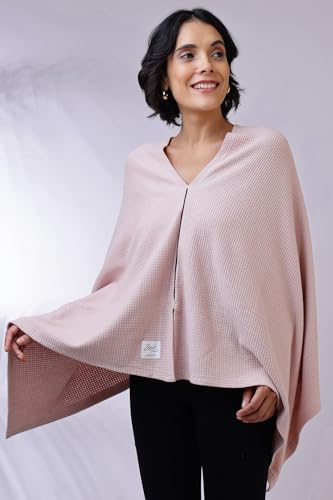 Image of Zelena Cotton Bamboo Blend Premium Nursing Cover for Breastfeeding | Breastfeeding Cover for Mothers | Feeding Shawl for Mother | Feeding Cloth | Breathable Nursing Covers | Poncho For Mom (Nude Pink)