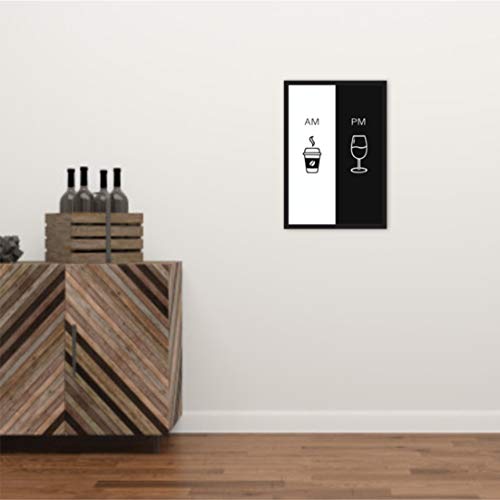Quadro Decorativo Am Pm Café De Manhã Vinho De Noite Taça (60x40, Café De Manhã Vinho de Noite Taça