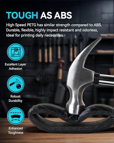 SUNLU Rapid PETG 3D Filament 1.75 mm 1KG, Hohe Geschwindigkeit 30–600mm/s 3D Drucker Filament, Maßgenauigkeit ± 0.02mm, 1KG Reusable Spule, Passend für die Meisten FDM 3D Drucker (Schwarz) – Bild 4